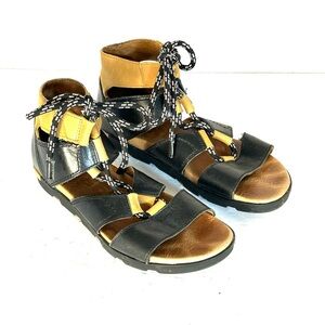 Sorel Womens Torpeda Lace Up II Sandals Black Brown Leather Gladiator Size 10